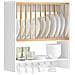 Porta Piatti D'angolo Pensile Cucina Scolapiatti Da Muro Con 7 Ganci 76x47x12 Cm Kcr09-w - Foto miniatura 1