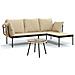 Set Salotto da Giardino 3 pz con Cuscini Beige in Polyrattan - Foto miniatura 1