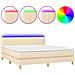Letto A Molle Con Materasso E Led Crema 180x200 Cm In Tessuto - Foto miniatura 2
