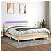 Letto A Molle Con Materasso E Led Crema 180x200 Cm In Tessuto - Foto miniatura 1