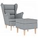 Poltrona con Poggiapiedi Grigio Chiaro in Tessuto - Foto miniatura 1