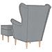 Poltrona con Poggiapiedi Grigio Chiaro in Tessuto - Foto miniatura 6