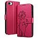 Custodia A Portafoglio Per Iphone 7 / 8 / Se 2022 Design Premium Fiori Farfalla, Rosso - Foto miniatura 1