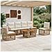 Set Divano da Giardino 7 pz Naturale e Bianco Crema polyrattan - Foto miniatura 5