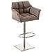 Sgabello Alto Bar Damaso I Sgabello Design Cucina Trapuntato in Tessuto con Braccioli E Schienale Imbottiti l Sedia Sgabello Bar Pub con Poggiapiedi Marrone Terra Acciaio Inox - Foto miniatura 1