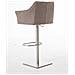 Sgabello Alto Bar Damaso I Sgabello Design Cucina Trapuntato in Tessuto con Braccioli E Schienale Imbottiti l Sedia Sgabello Bar Pub con Poggiapiedi Marrone Terra Acciaio Inox - Foto miniatura 4