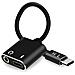 Adattatore Audio Carica Da Usb Tipo C A Usb-c E Jack 3,5 Mm Femmina Nero - Foto miniatura 4
