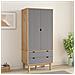 Armadio Marrone E Grigio 76,5x53x172 Cm Legno Massello Di Pino - Foto miniatura 1