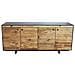 Mobile Credenza Da Interno Salotto In Legno Di Pino A 4 Ante Con Contorno In Legno Nero Linea Industrial - Foto miniatura 3