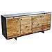 Mobile Credenza Da Interno Salotto In Legno Di Pino A 4 Ante Con Contorno In Legno Nero Linea Industrial - Foto miniatura 1