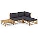 Lusso Casadino -  Set Salotto Da Giardino 4pz Con Cuscini Grigio Scuro Bambù - Foto miniatura 2