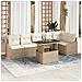 Set di Divani da Giardino in Rattan con Cuscini 7 Pezzi Beige - Foto miniatura 2