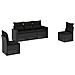 Set Divani da Giardino 5 pz con Cuscini in Polyrattan Nero - Foto miniatura 1