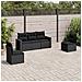 Set Divani da Giardino 5 pz con Cuscini in Polyrattan Nero - Foto miniatura 2