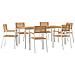 Set da Pranzo da Giardino  a 7 Pezzi in Legno Massello Teak, Tavolo da Pranzo Esterno  200x90x74.5 cm in Legno Massello Teak, Sedie da Giardino impilabili  2 pz in Legno Massello Teak e Acciaio, Sedie da Giardino impilabili  4 pz in Legno Massello Teak e  - Foto miniatura 1