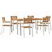 Set da Pranzo da Giardino  a 7 Pezzi in Legno Massello Teak, Tavolo da Pranzo Esterno  200x90x74.5 cm in Legno Massello Teak, Sedie da Giardino impilabili  2 pz in Legno Massello Teak e Acciaio, Sedie da Giardino impilabili  4 pz in Legno Massello Teak e  - Foto miniatura 3