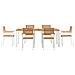 Set da Pranzo da Giardino  a 7 Pezzi in Legno Massello Teak, Tavolo da Pranzo Esterno  200x90x74.5 cm in Legno Massello Teak, Sedie da Giardino impilabili  2 pz in Legno Massello Teak e Acciaio, Sedie da Giardino impilabili  4 pz in Legno Massello Teak e  - Foto miniatura 7