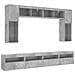 Set Mobili TV a Muro 8 pz con Luci LED Grigio Cemento - Foto miniatura 3
