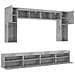 Set Mobili TV a Muro 8 pz con Luci LED Grigio Cemento - Foto miniatura 6