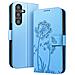 Custodia A Portafoglio Per Galaxy A05s Premium Design Fiori Farfalla, Blu Chiaro - Foto miniatura 1