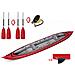 Canoa Gonfiabile Seawave Rosso Con Pinna 044119-r (5c/11c) + 2 Pagaie Touring-2 Div. In 2 Parti + Pompa - Foto miniatura 1