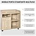 Mobile Porta Stampante, Mobile Ufficio, Mobiletto Basso, Mobile Multiuso Con 4 Ruote, Rovere, 80x40x72cm - Foto miniatura 3
