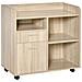 Mobile Porta Stampante, Mobile Ufficio, Mobiletto Basso, Mobile Multiuso Con 4 Ruote, Rovere, 80x40x72cm - Foto miniatura 1