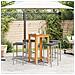 Set Bar Giardino 5pz Grigio Legno Massello Acacia E Polyrattan - Foto miniatura 2