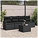 Set di Divani da Giardino  da 5 Pezzi con Cuscini Nero Polyrattan, Divano da Giardino  a 2 Posti con Cuscini Nero Polyrattan - Foto miniatura 2