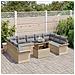 Set divani da giardino da 10 pezzi con cuscini in rattan polimerico beige - Foto miniatura 3