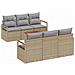 Set Divano Giardino 7 Pezzi con Cuscini Beige Polyrattan e Acacia, Divano Giardino 2 Posti con Cuscini Beige Polyrattan - Foto miniatura 1