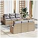 Set Divano Giardino 7 Pezzi con Cuscini Beige Polyrattan e Acacia, Divano Giardino 2 Posti con Cuscini Beige Polyrattan - Foto miniatura 2