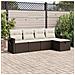 Set Divano da Giardino 5 pz con Cuscini Marrone in Polyrattan - Foto miniatura 2