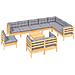 Set Divani da Giardino 11 pz con Cuscini Grigi Massello di Pino - Foto miniatura 3
