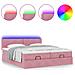 Struttura Letto Pouf con Materassi Rosa 200x200 cm Velluto - Foto miniatura 5