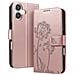 Custodia A Portafoglio Per Iphone 17 Design Premium Fiori Farfalla, Rosa Champagne - Foto miniatura 1