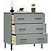 Credenza Con 3 Cassetti Grigio 77x40x79,5cm Legno Massello Oslo - Foto miniatura 3