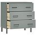 Credenza Con 3 Cassetti Grigio 77x40x79,5cm Legno Massello Oslo - Foto miniatura 5