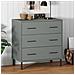 Credenza Con 3 Cassetti Grigio 77x40x79,5cm Legno Massello Oslo - Foto miniatura 1