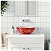Lavabo Da Appoggio Bianco E Rosso Rotondo F41x14 Cm Ceramica - Foto miniatura 1
