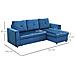 Divano Letto Angolare 3 Posti Effetto Velluto E Chaise Longue Con Contenitore, 232x141x85cm, Blu - Foto miniatura 4