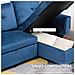 Divano Letto Angolare 3 Posti Effetto Velluto E Chaise Longue Con Contenitore, 232x141x85cm, Blu - Foto miniatura 3