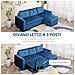 Divano Letto Angolare 3 Posti Effetto Velluto E Chaise Longue Con Contenitore, 232x141x85cm, Blu - Foto miniatura 6