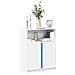 Credenza Con Led Bianca 77x34x100 Cm In Legno Multistrato - Foto miniatura 1