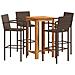 Set Bar Giardino 5pz Marrone Legno Massello Acacia E Polyrattan - Foto miniatura 1