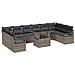 Set Divani da Giardino da 11 Pezzi con Cuscini Grigi in Rattan Sintetico,  Divano da Giardino per 2 Persone con Storage e Cuscini Grigi in Rattan Sintetico - Foto miniatura 1