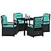 Set da Pranzo per Giardino 5 pcs Nero polyrattan - Foto miniatura 3
