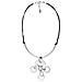 Collana Multi-anello In Pelle Placcata Argento 60cm - Foto miniatura 1