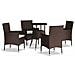 Set Bistrò da Giardino 5 pz con Cuscini in Polyrattan Marrone - Foto miniatura 1