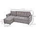 Divano Letto Angolare 3 Posti Con Chaise Longue Contenitore In Tessuto, 217x134x85cm, Grigio - Foto miniatura 2